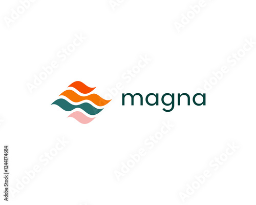 Abstract logo from waves. Creative flow motion stream sign.  illustration.