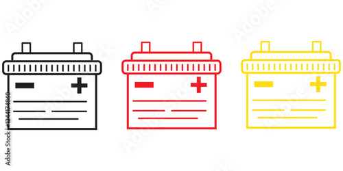 accumulator icon vector design templates. Accumulator battery energy power and electricity accumulator battery. Battery accumulator car auto parts electrical supply power in flat style.