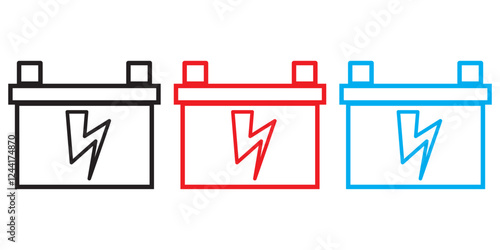 accumulator icon vector design templates. Accumulator battery energy power and electricity accumulator battery. Battery accumulator car auto parts electrical supply power in flat style.