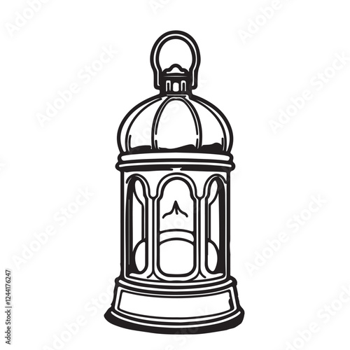 Muslim lantern line art vector