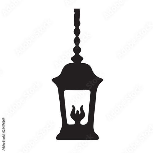 Muslim lantern line art and silhouette vector
