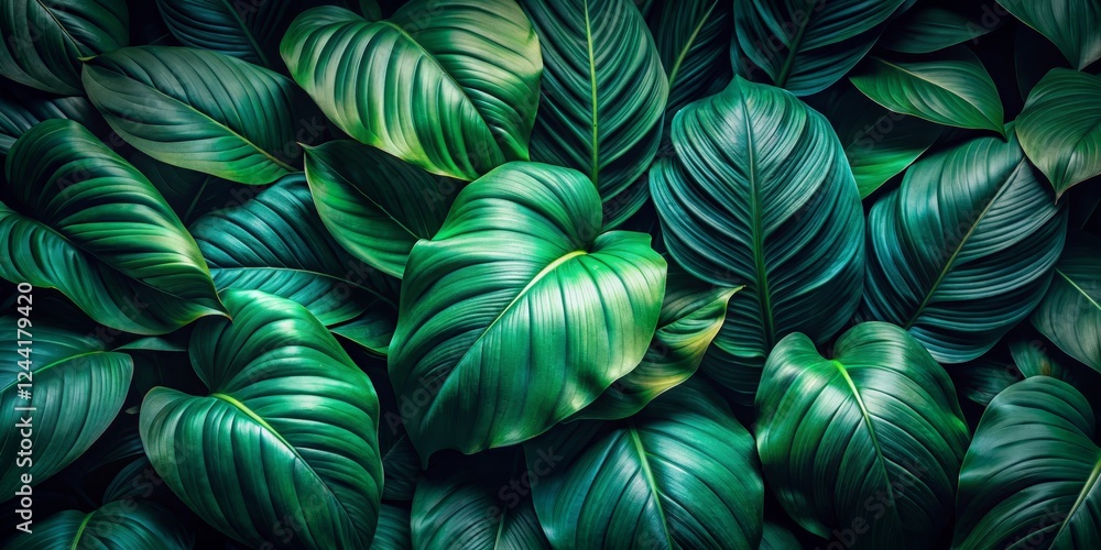 Lush Green Leaves Background with Texture and Depth for Design Use Lush Green Leaves Background with Texture and Depth for Design Use