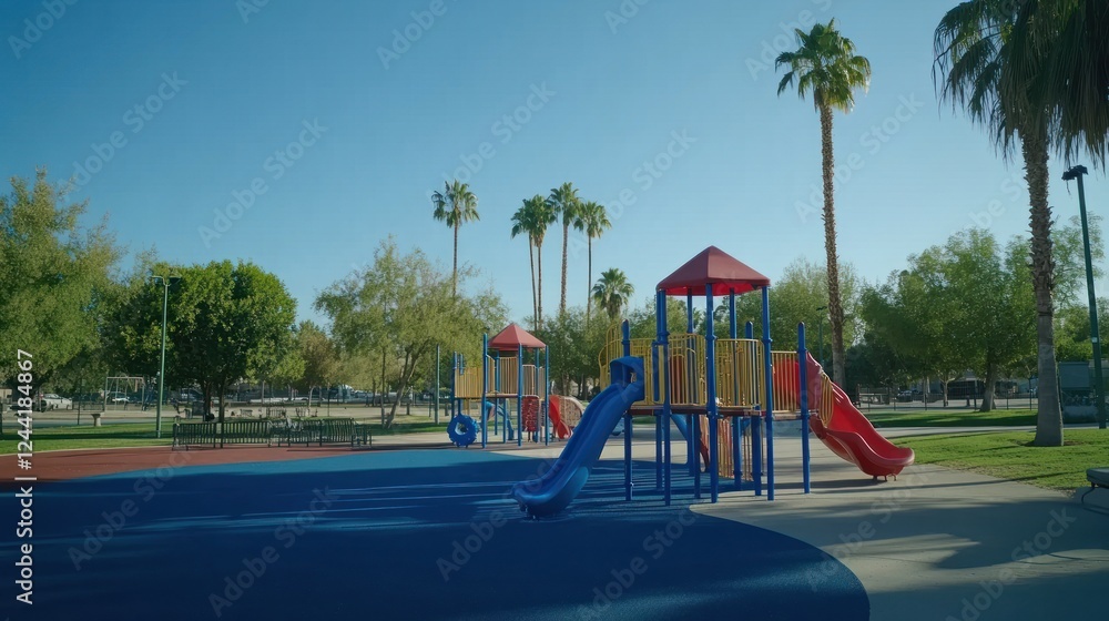 custom made wallpaper toronto digitalSunny desert playground, slides, palm trees, park, recreation