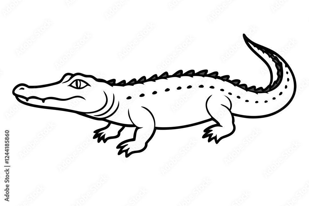 crocodile silhouette line art vector illustration with a white background crocodile silhouette line art vector illustration with a white background