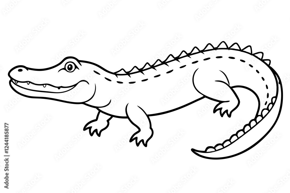 Fototapeta premium crocodile silhouette line art vector illustration with a white background