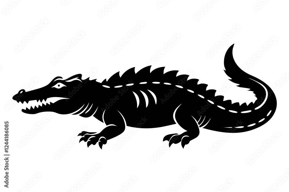 crocodile silhouette line art vector illustration with a white background crocodile silhouette line art vector illustration with a white background