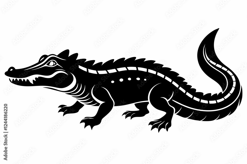crocodile silhouette line art vector illustration with a white background crocodile silhouette line art vector illustration with a white background