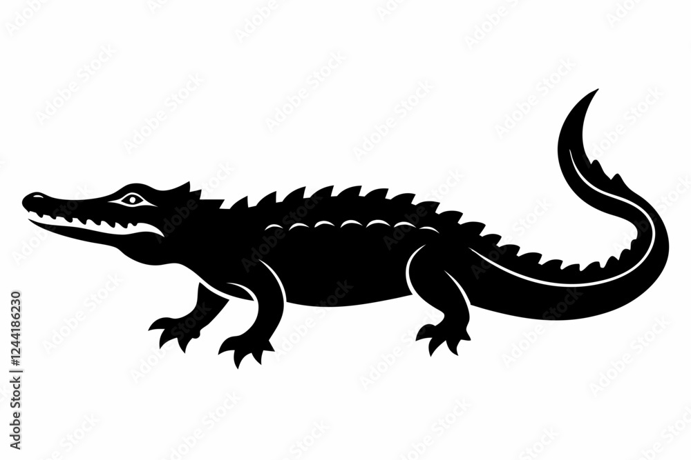 crocodile silhouette line art vector illustration with a white background crocodile silhouette line art vector illustration with a white background