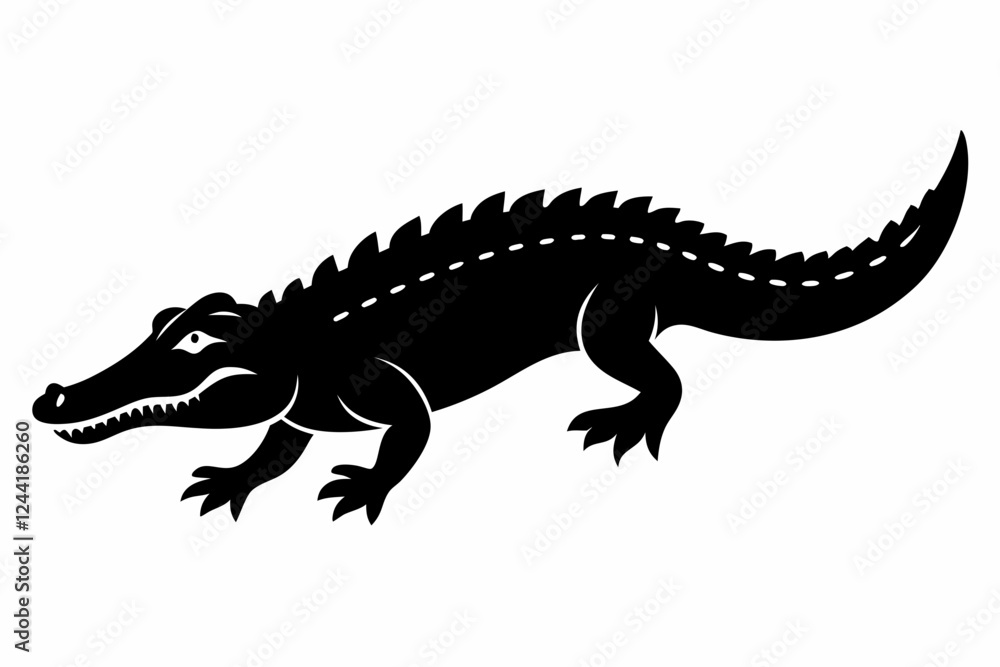 Naklejka premium crocodile silhouette line art vector illustration with a white background