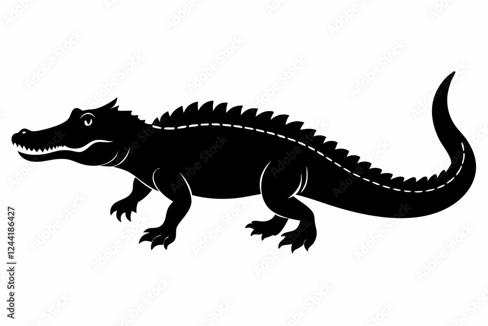 crocodile silhouette line art vector illustration with a white background crocodile silhouette line art vector illustration with a white background