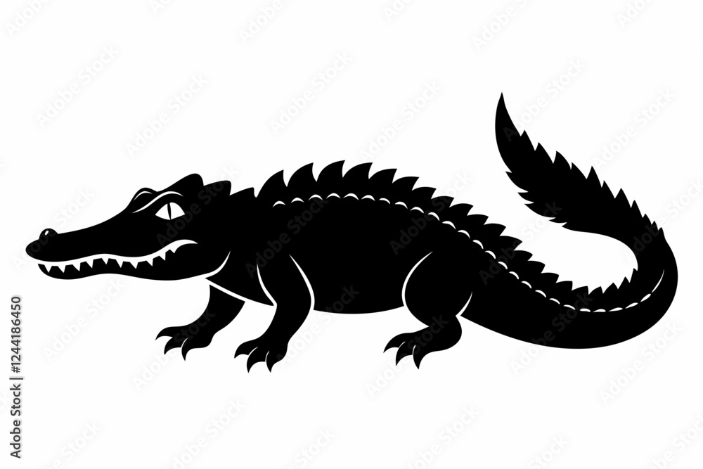 crocodile silhouette line art vector illustration with a white background crocodile silhouette line art vector illustration with a white background