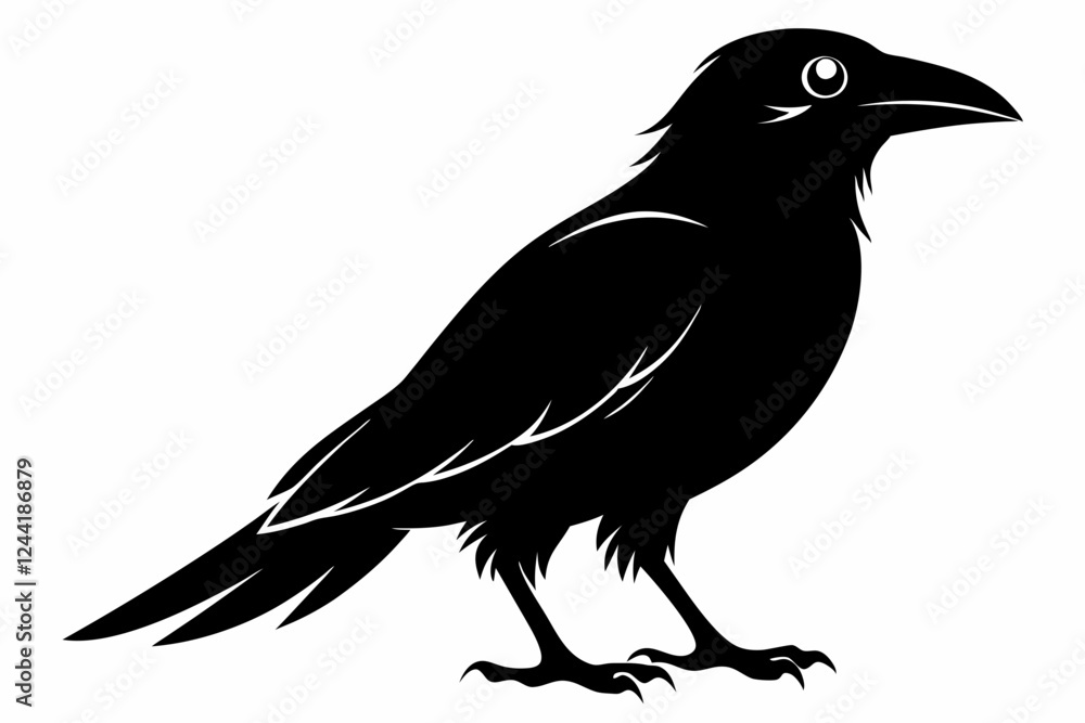 Obraz premium crow silhouette line art vector illustration with a white background