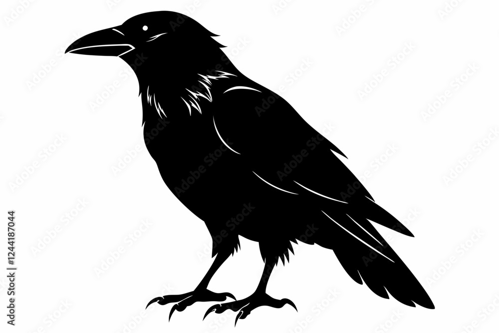 Obraz premium crow silhouette line art vector illustration with a white background