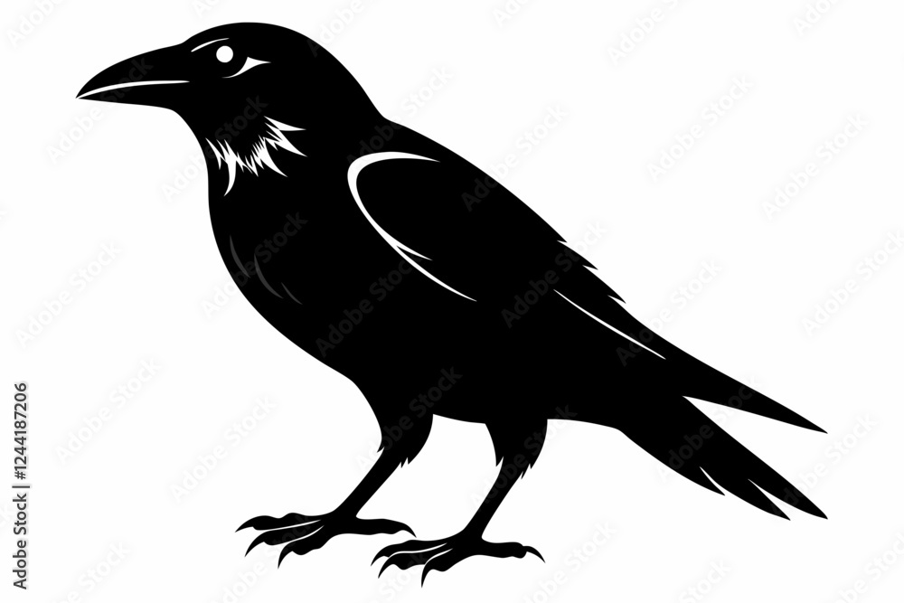 Fototapeta premium crow silhouette line art vector illustration with a white background