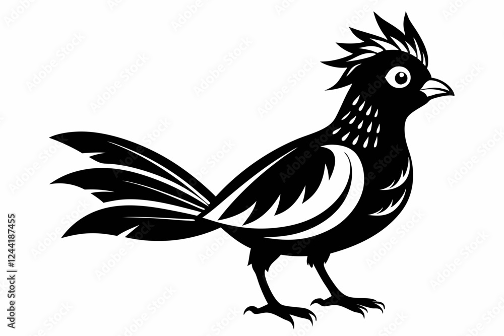 Obraz premium cuckoo silhouette line art vector illustration with a white background