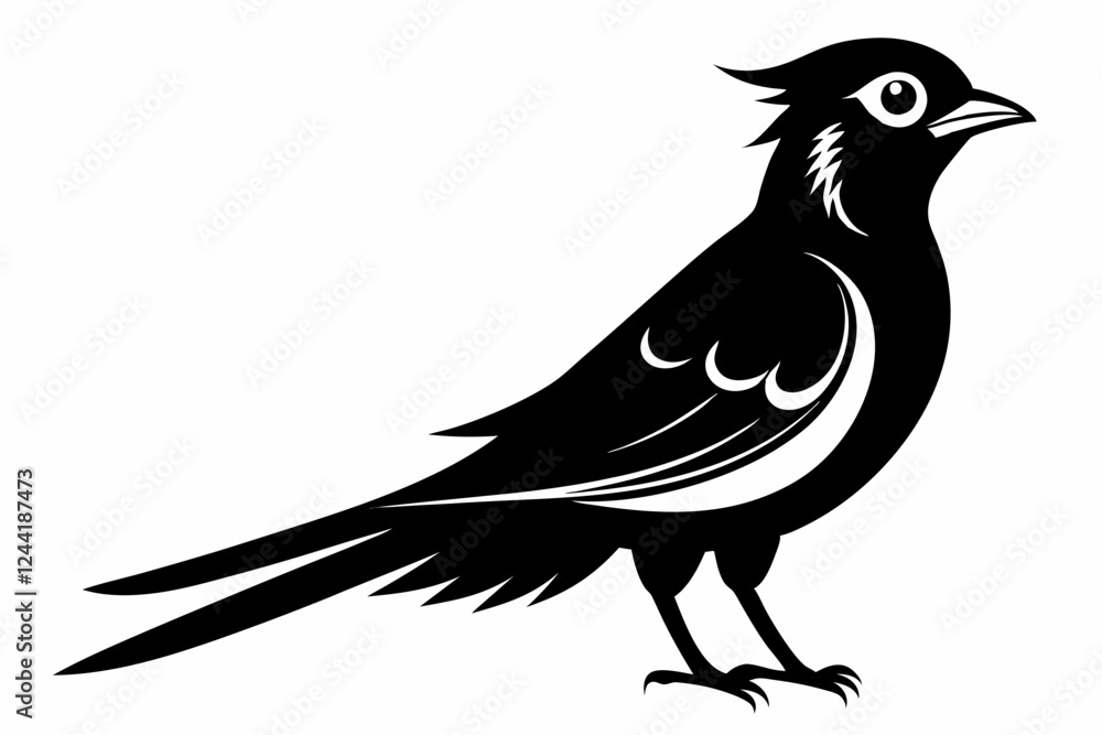 cuckoo silhouette line art vector illustration with a white background cuckoo silhouette line art vector illustration with a white background