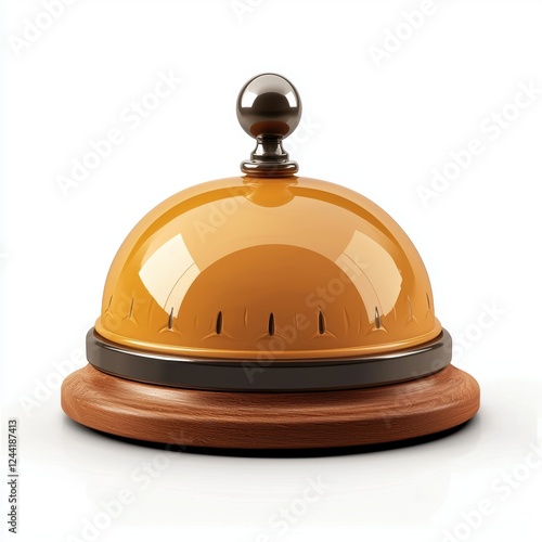 hotel bell at a reception desk, isolated on white