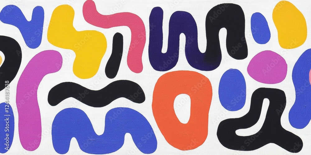 Abstract Colorful Shapes In Fluid Motion Creating A Playful Modern Art Pattern On Canvas Abstract Colorful Shapes In Fluid Motion Creating A Playful Modern Art Pattern On Canvas