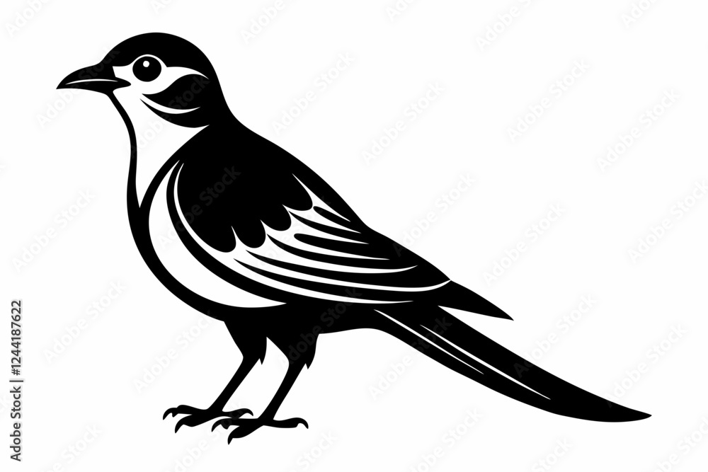 cuckoo silhouette line art vector illustration with a white background cuckoo silhouette line art vector illustration with a white background