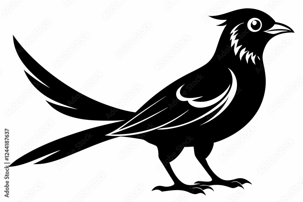 cuckoo silhouette line art vector illustration with a white background cuckoo silhouette line art vector illustration with a white background