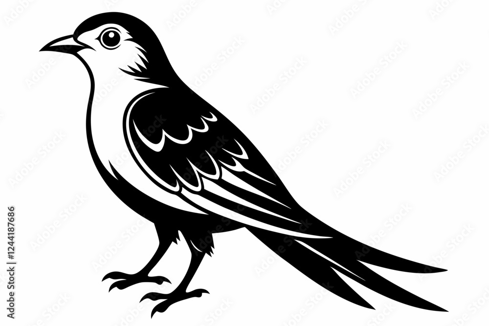 cuckoo silhouette line art vector illustration with a white background cuckoo silhouette line art vector illustration with a white background