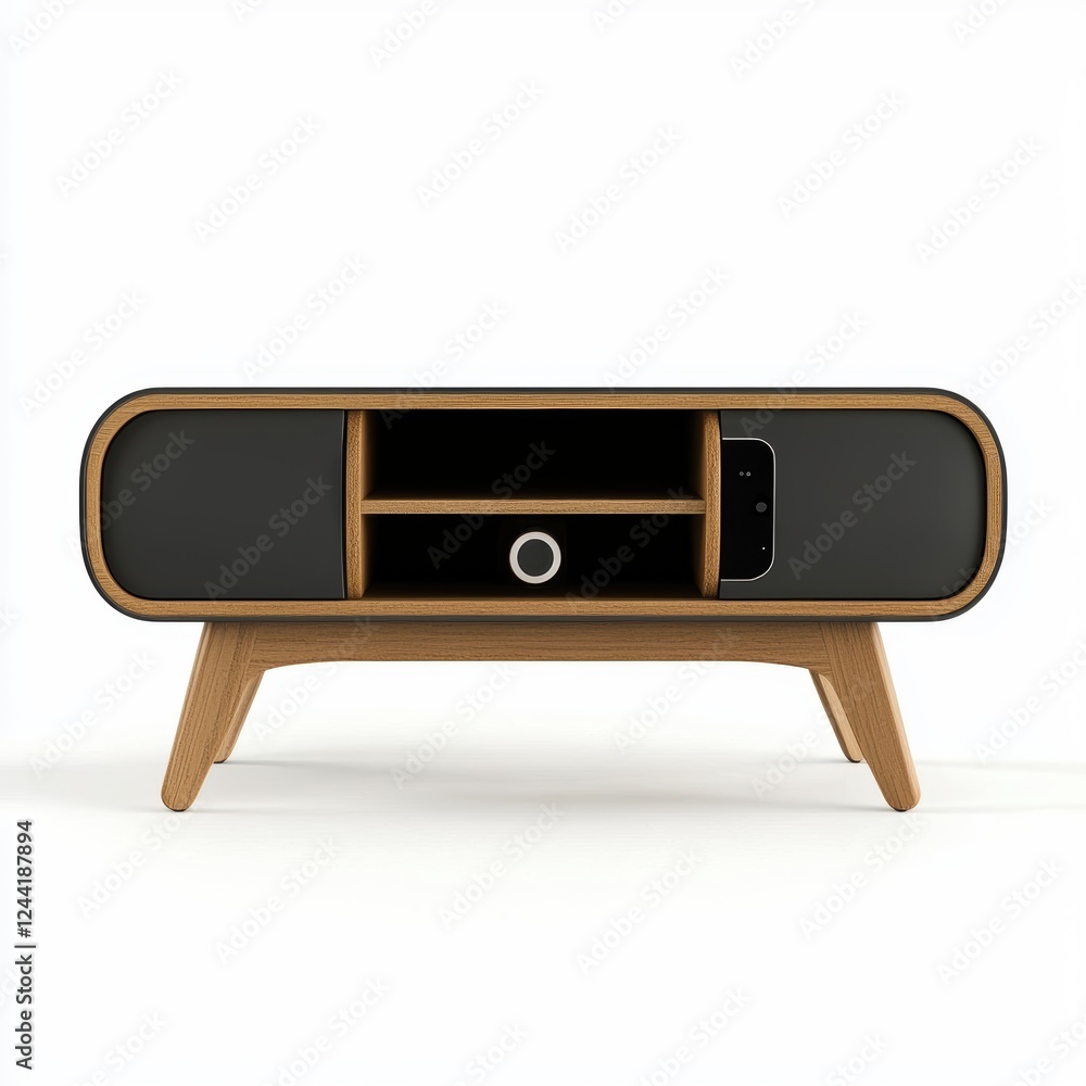 modern minimalist TV stand, isolated on a white background modern minimalist TV stand, isolated on a white background