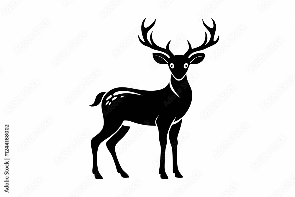 Fototapeta premium deer silhouette line art vector illustration with a white background