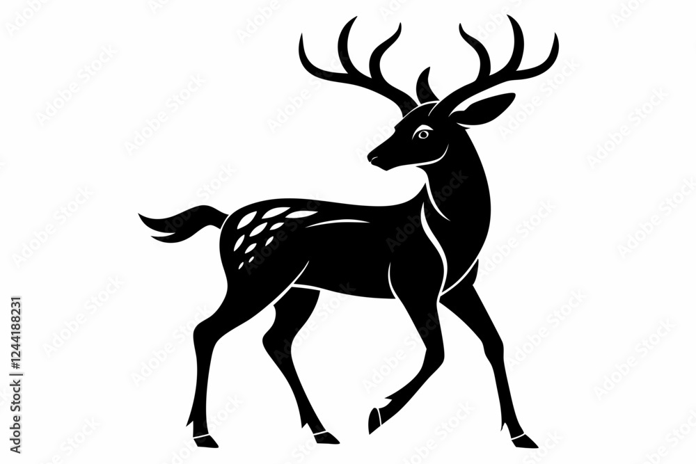 Fototapeta premium deer silhouette line art vector illustration with a white background