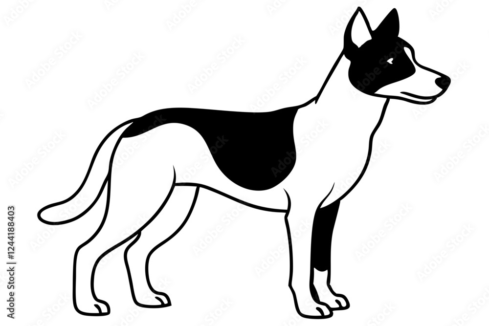 dingo silhouette line art vector illustration with a white background dingo silhouette line art vector illustration with a white background