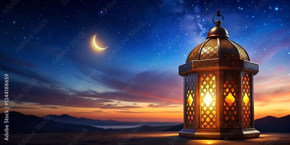 Ramadan Lantern decoration background 3d rendering . Ramadan Lantern decoration background 3d rendering .