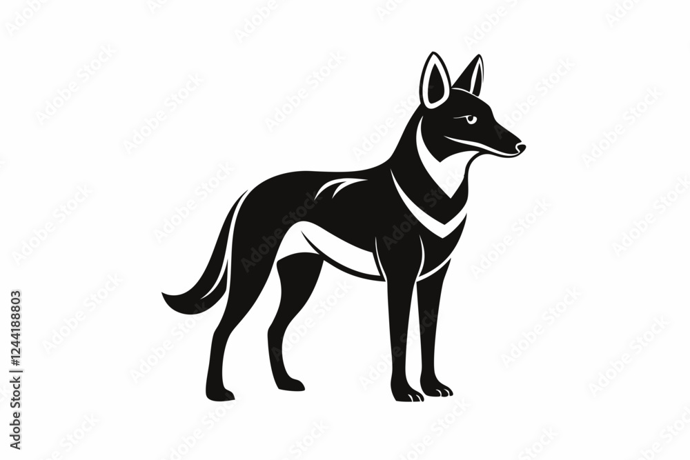dingo silhouette line art vector illustration with a white background dingo silhouette line art vector illustration with a white background