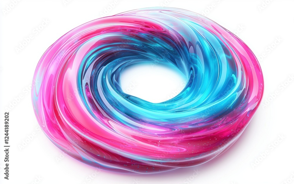 Neon pink and cyan fluid vortex twisting inwards, isolated on white Neon pink and cyan fluid vortex twisting inwards, isolated on white