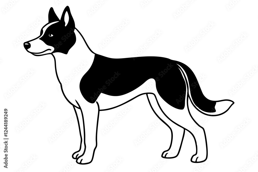 Obraz premium dog silhouette line art vector illustration with a white background