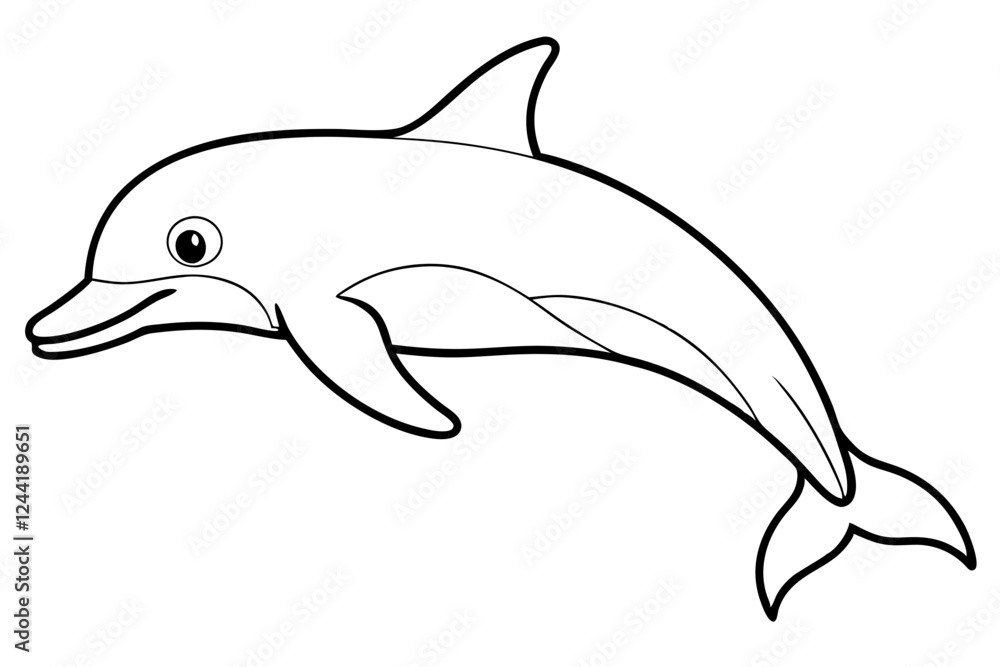 Fototapeta premium dolphin silhouette line art vector illustration with a white background