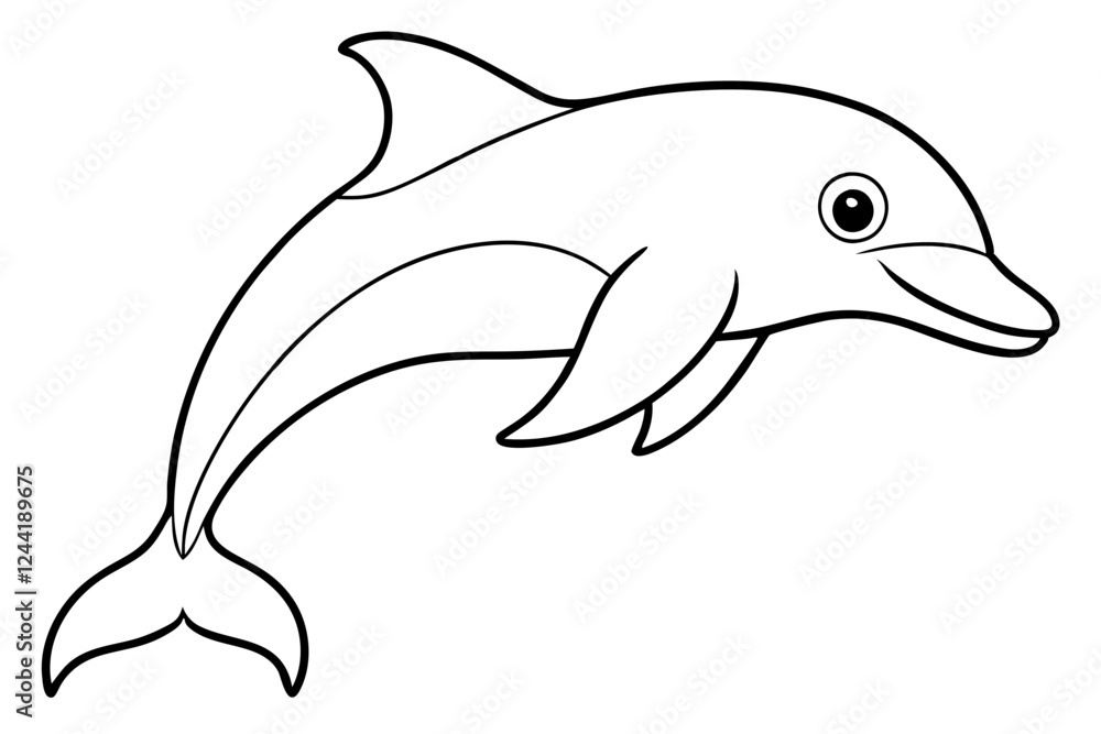 Obraz premium dolphin silhouette line art vector illustration with a white background