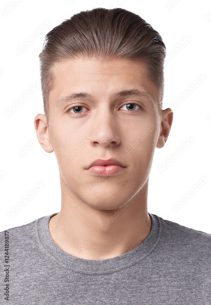 Obraz premium Passport photo. Portrait of man on white background