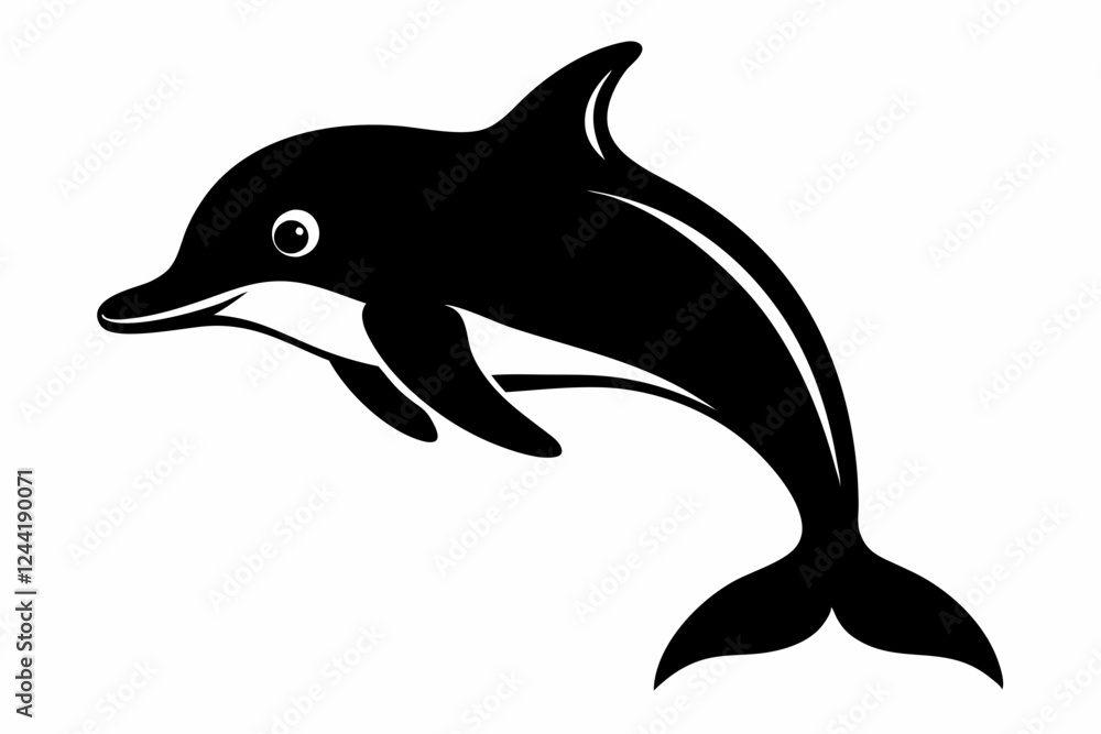 Fototapeta premium dolphin silhouette line art vector illustration with a white background