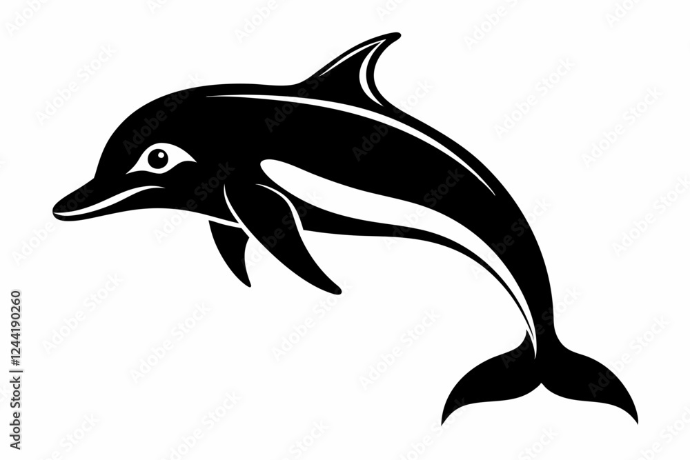 Obraz premium dolphin silhouette line art vector illustration with a white background