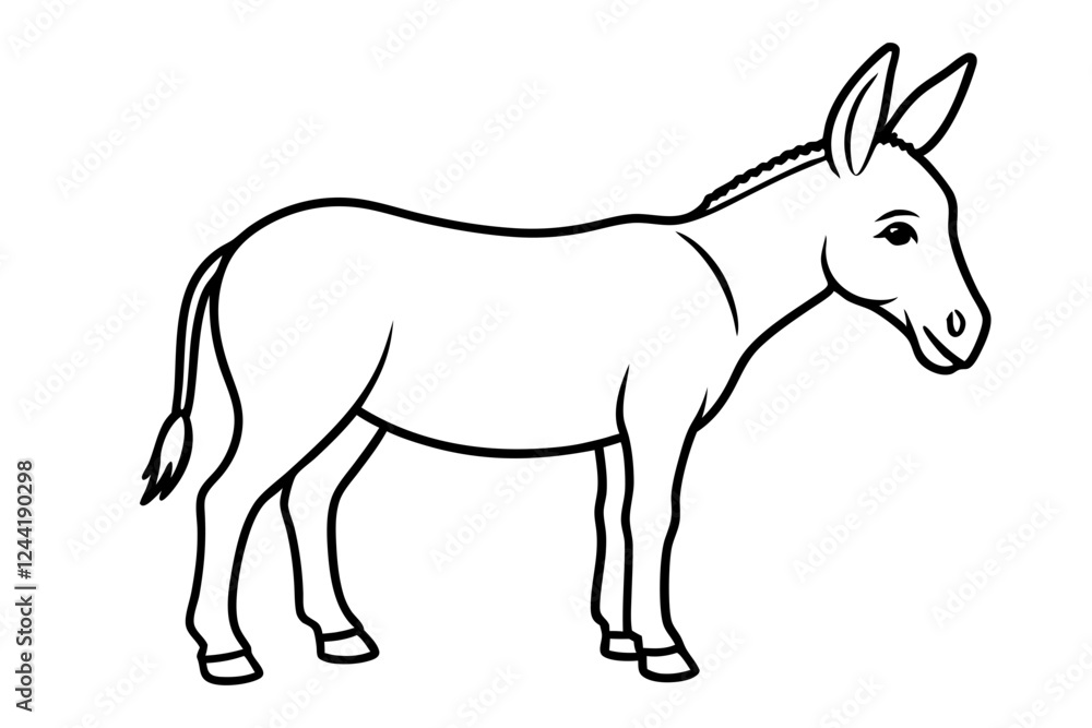 donkey silhouette line art vector illustration with a white background donkey silhouette line art vector illustration with a white background