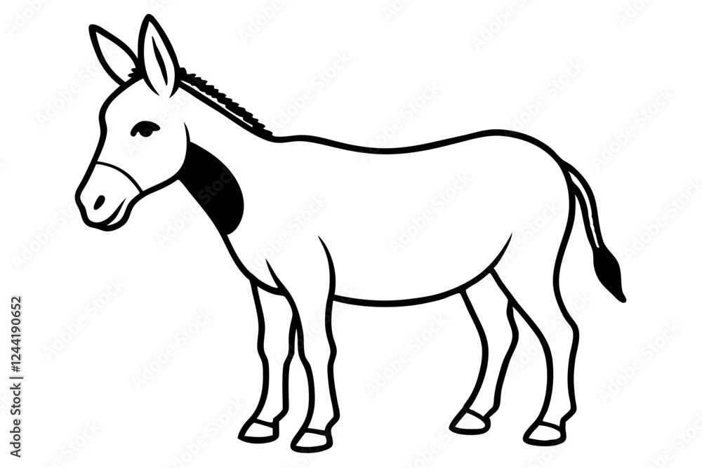donkey silhouette line art vector illustration with a white background donkey silhouette line art vector illustration with a white background
