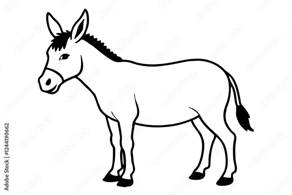 donkey silhouette line art vector illustration with a white background donkey silhouette line art vector illustration with a white background