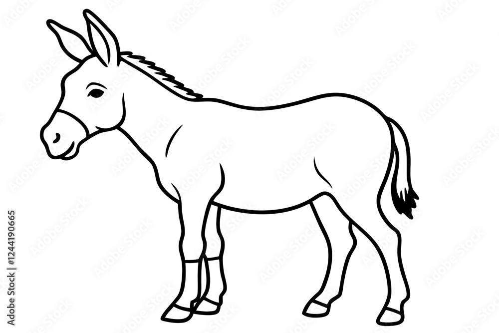 donkey silhouette line art vector illustration with a white background donkey silhouette line art vector illustration with a white background