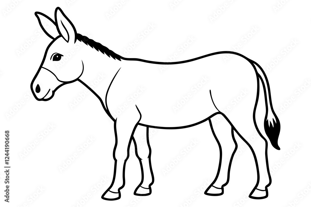 donkey silhouette line art vector illustration with a white background donkey silhouette line art vector illustration with a white background