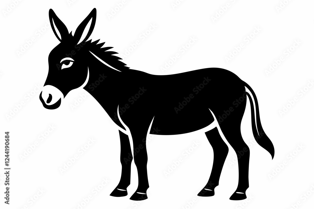 Fototapeta premium donkey silhouette line art vector illustration with a white background