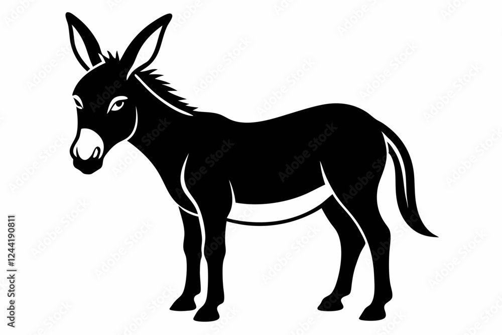 Fototapeta premium donkey silhouette line art vector illustration with a white background