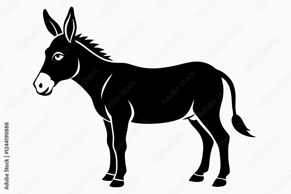 Fototapeta premium donkey silhouette line art vector illustration with a white background