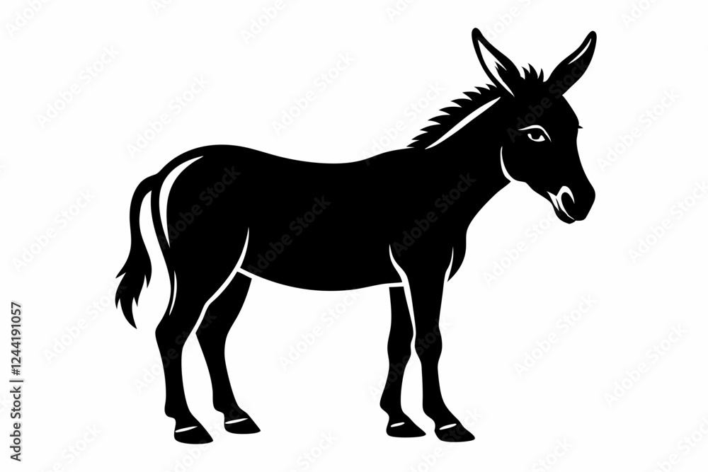 donkey silhouette line art vector illustration with a white background donkey silhouette line art vector illustration with a white background