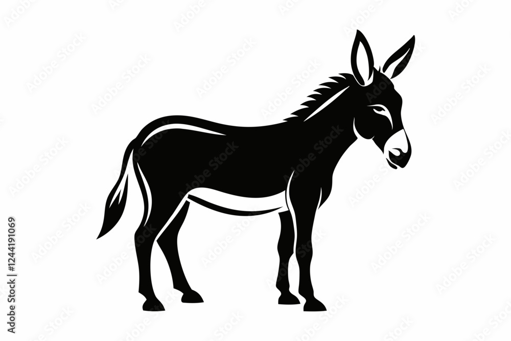 Fototapeta premium donkey silhouette line art vector illustration with a white background