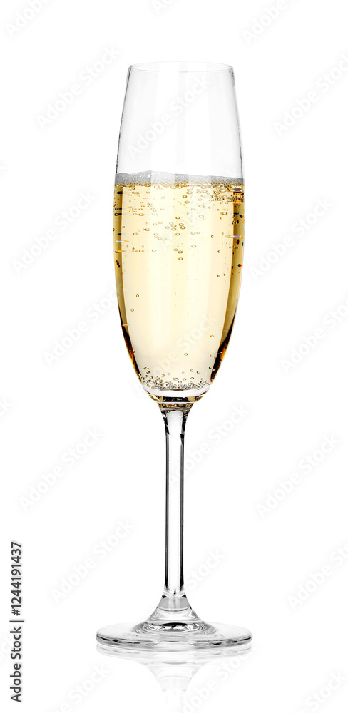 Champagne in glass isolated on white. Sparkling wine Champagne in glass isolated on white. Sparkling wine