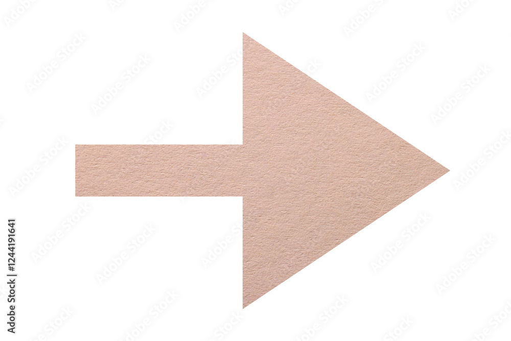 Obraz premium Arrow with texture of pink beige paper isolated on white